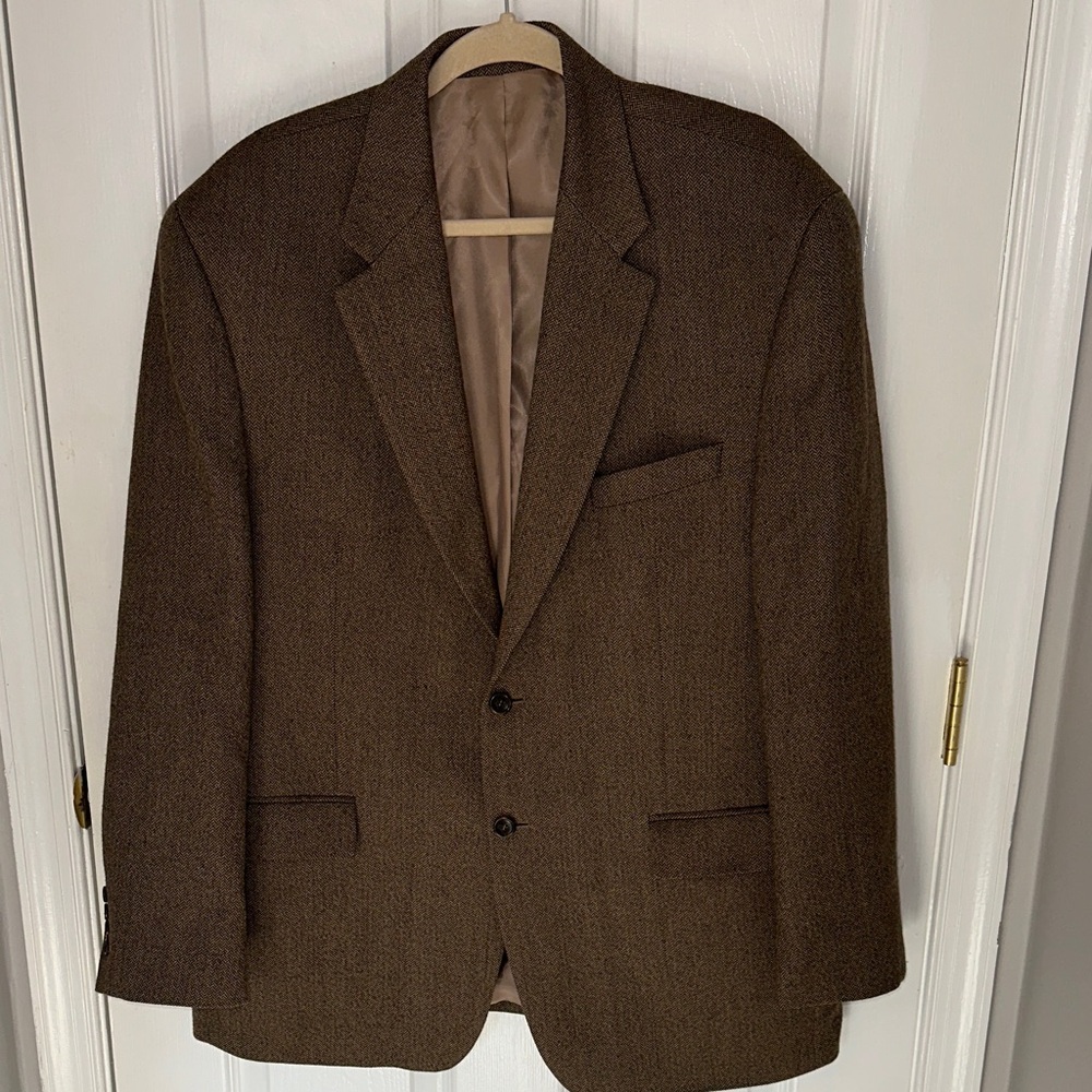 IZOD 100% Lambswool Brown Herringbone Men’s Jacket Size 44R